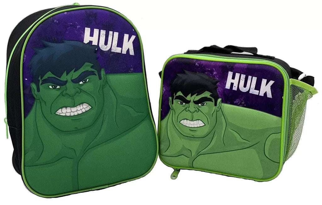 Hulk Avengers Marvel Kids Backpack with Insulated Cooler Lunch Bag Matching Set 