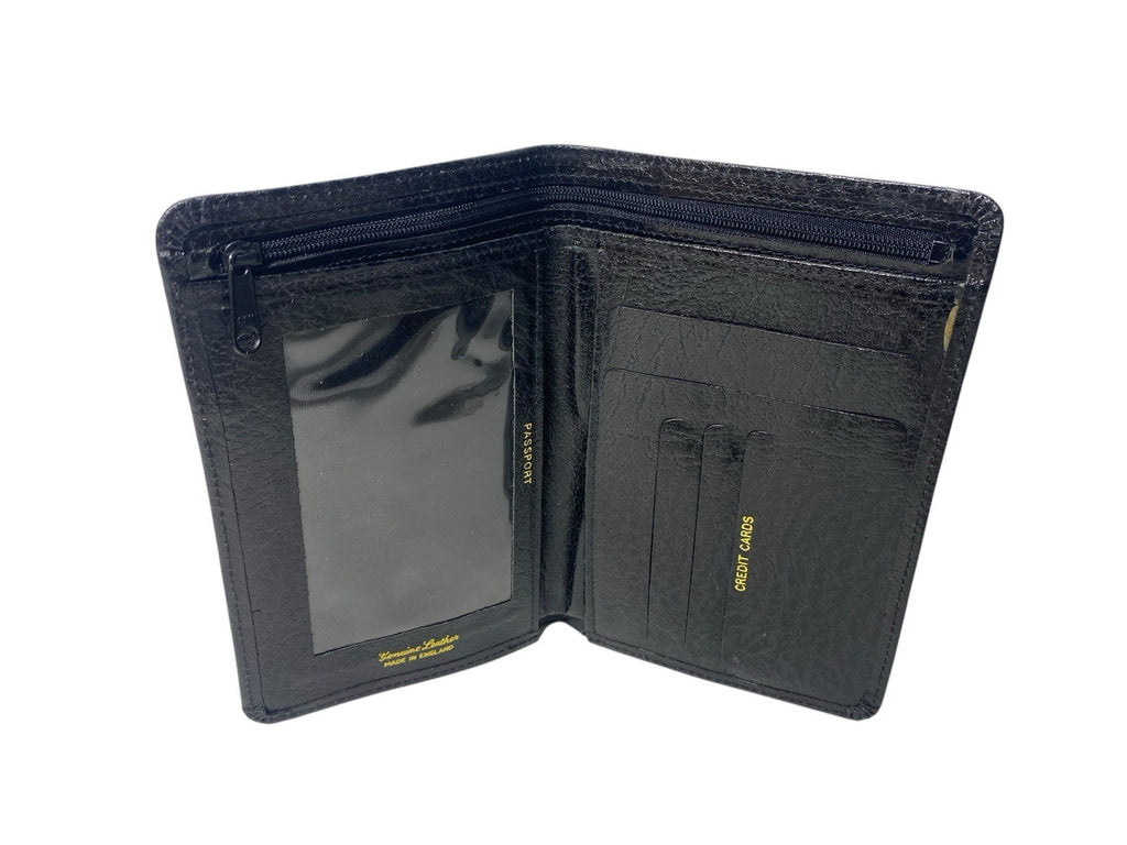 Vintage Real Leather Unisex Bifold Travel Passport Document Credit Card Holder