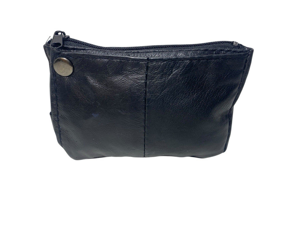 Lorenz Unisex Soft Sheep Napa Black Leather Key Coin Change Purse With Key Ring