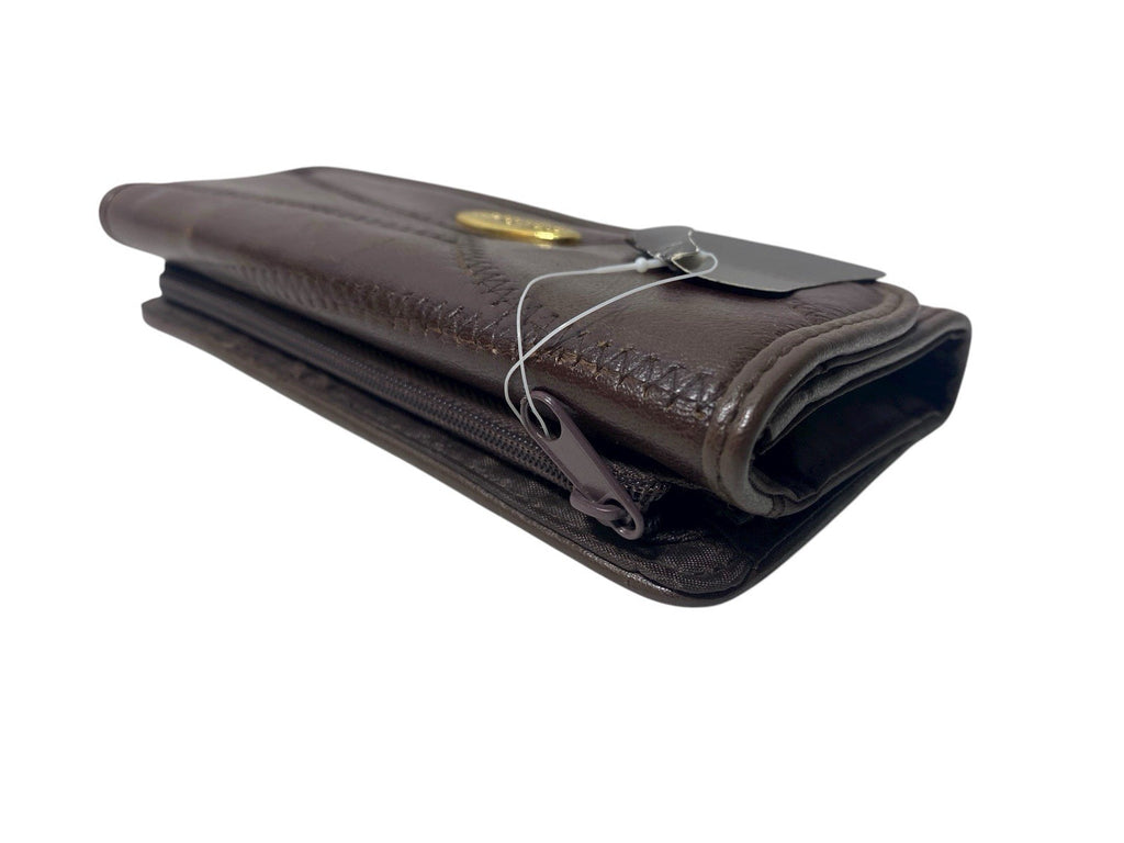 Je Tadore Patch Leather Trifold Purse Multiple Compartments and Slots New