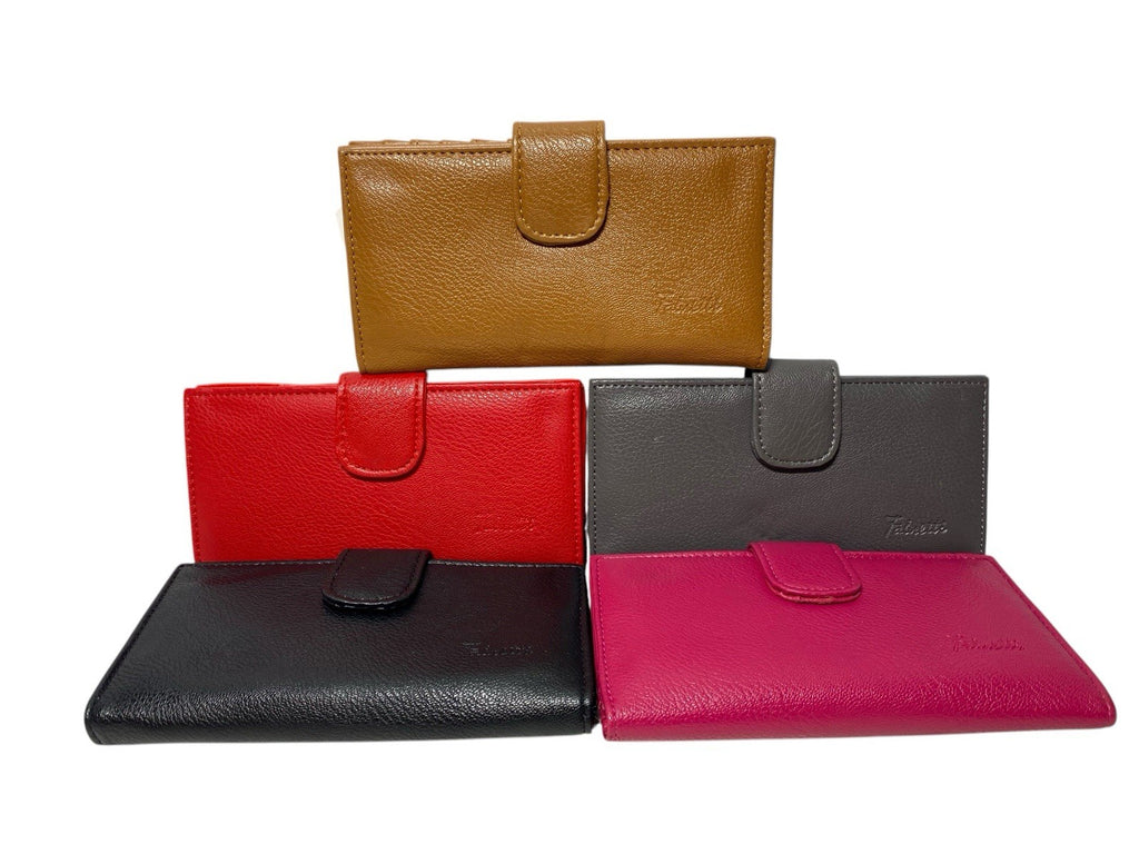 Fabretti Ladies Bifold Faux Leather Clip Top Coin Credit Card Notes Purse New