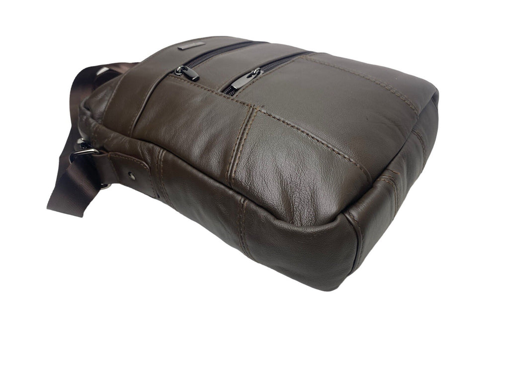 Lorenz Real Leather Unisex Casual Cross Body Bag Shoulder Bag Messenger Bag