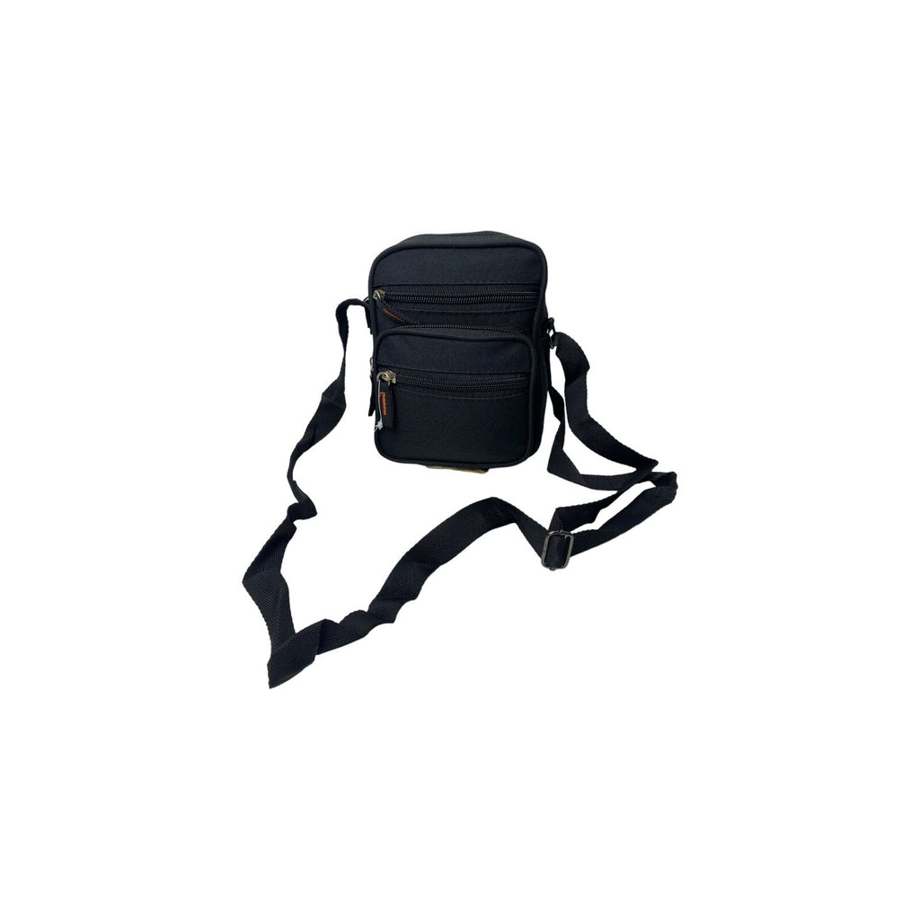 Small Unisex Travel Bag Multiple Zipped Pockets & Adjustable Strap Black