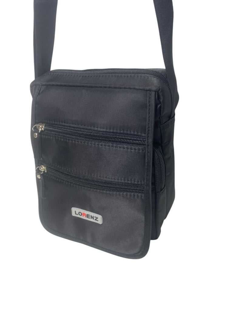 Lorenz Unisex Nylon Travel Bag Multiple Zipped Pockets & Adjustable Strap New