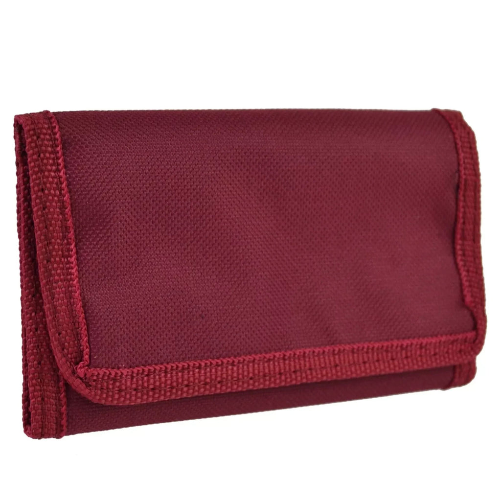 10 x Canvas Wallet Trifold Sports Girls Cycling Running Plain New Burgundy