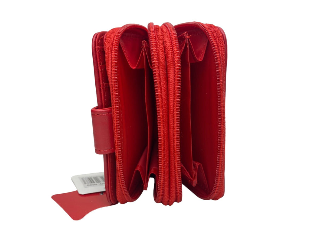 Lorenz Luxury Soft Leather Patchwork Twin Zip Round Purse Credit Card Wallet New