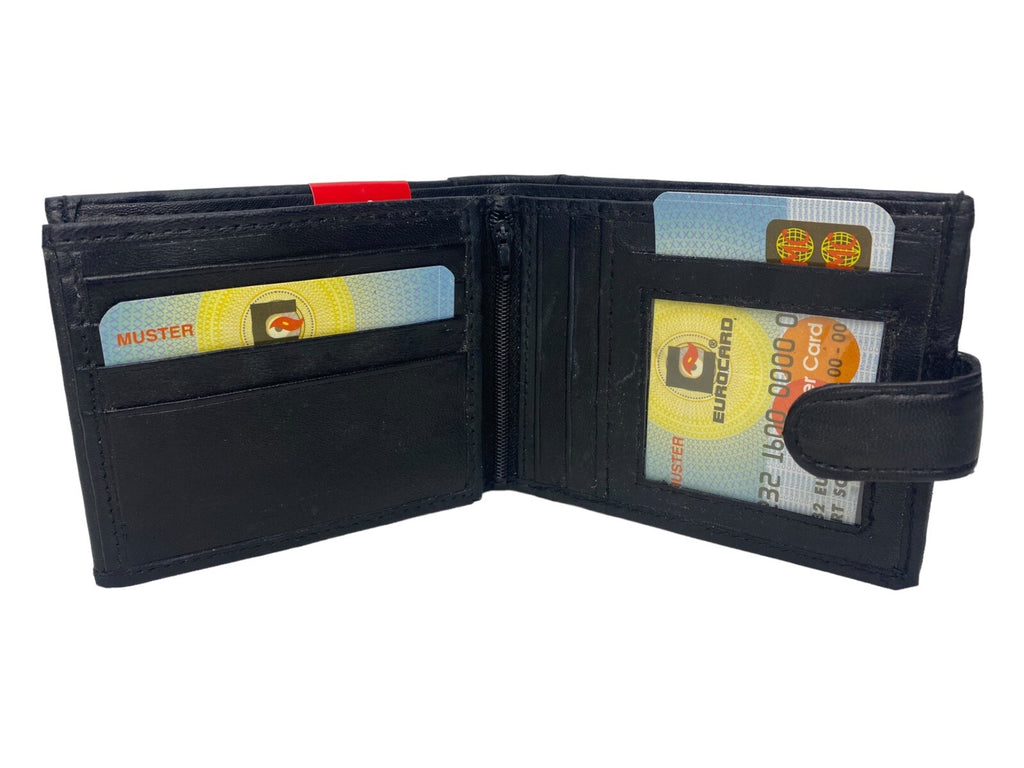 Gents Mens Soft Leather Bifold Credit Card Holder Purse Notes Coins Wallet New