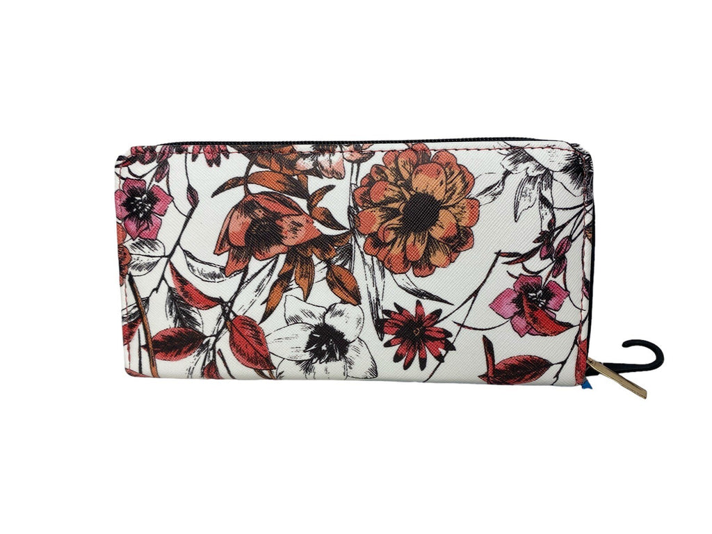 Ladies Designer Style Floral Flower Print Clutch Purse Wallet Card Coin Holder