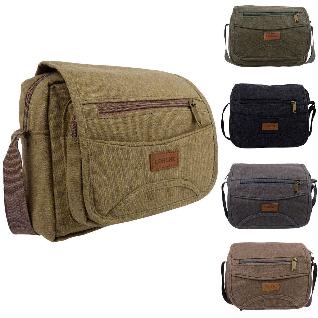Lorenz Unisex Small Canvas Cross Body Travel Utility Bag Adjustable Strap