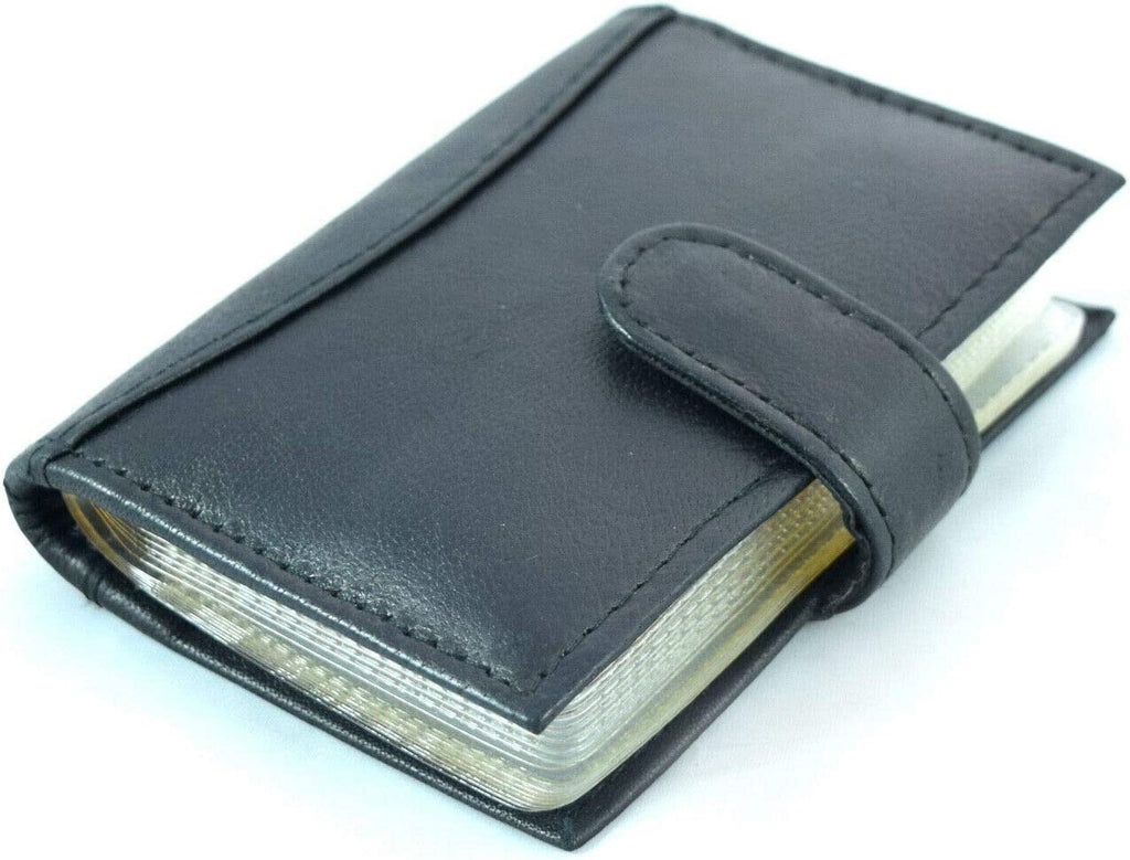 Sheep Nappa Leather RFID Protected Credit Card Case With Internal ID Window New
