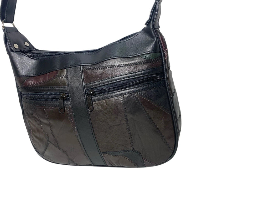 Lorenz Patchwork Leather Twin Top Leather Handbag Shoulder Cross Body Bag New