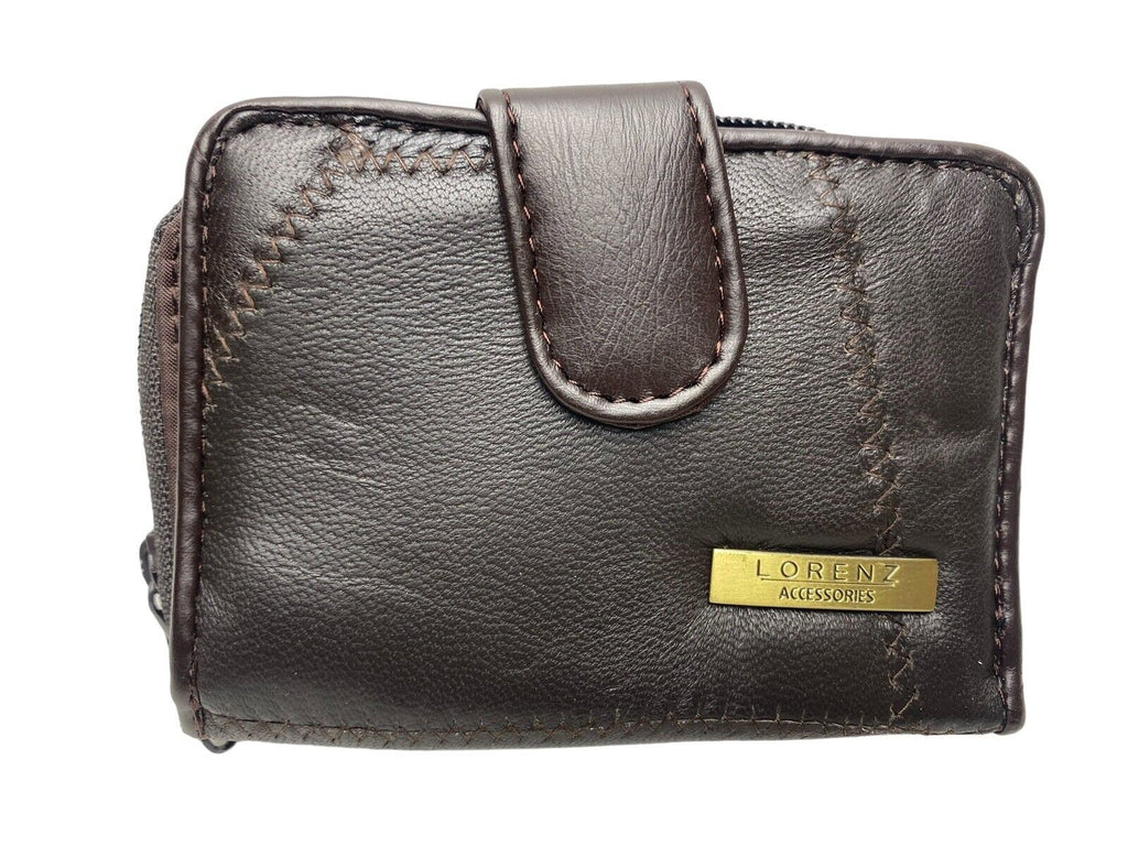 Lorenz Soft Leather Patchwork Twin Zip Round Purse Wallet ID Window