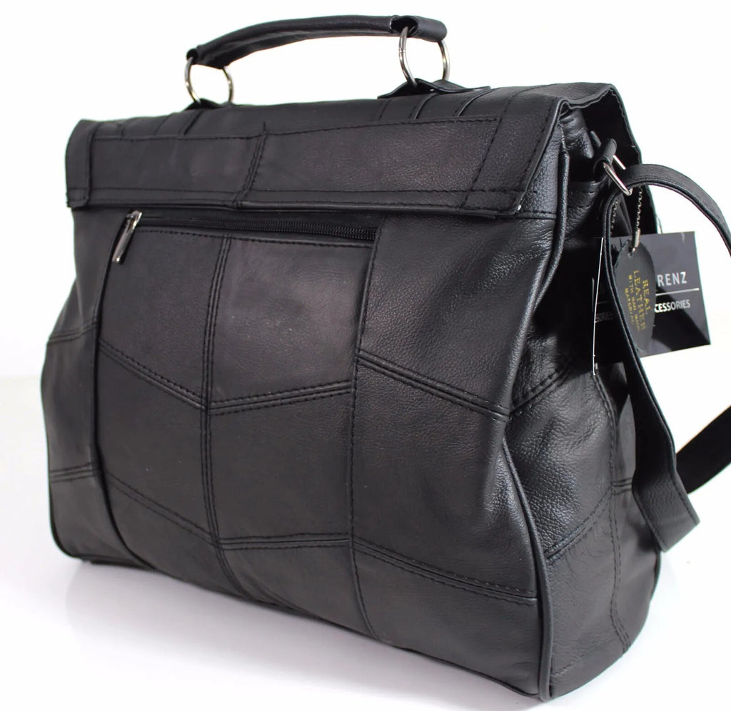 Lorenz Cowhide Genuine Real Leather Briefcase Satchel Shoulder Office Handbag