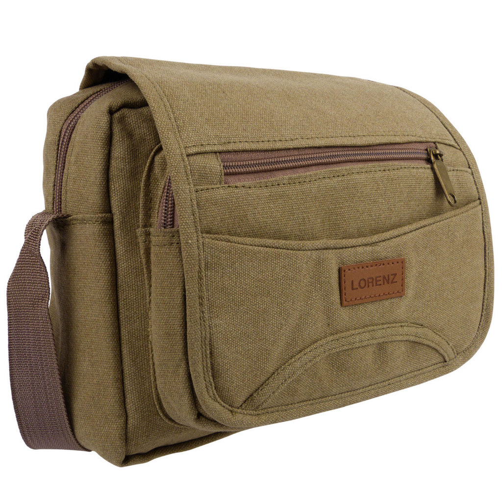Lorenz Unisex Small Canvas Cross Body Travel Utility Bag Adjustable Strap
