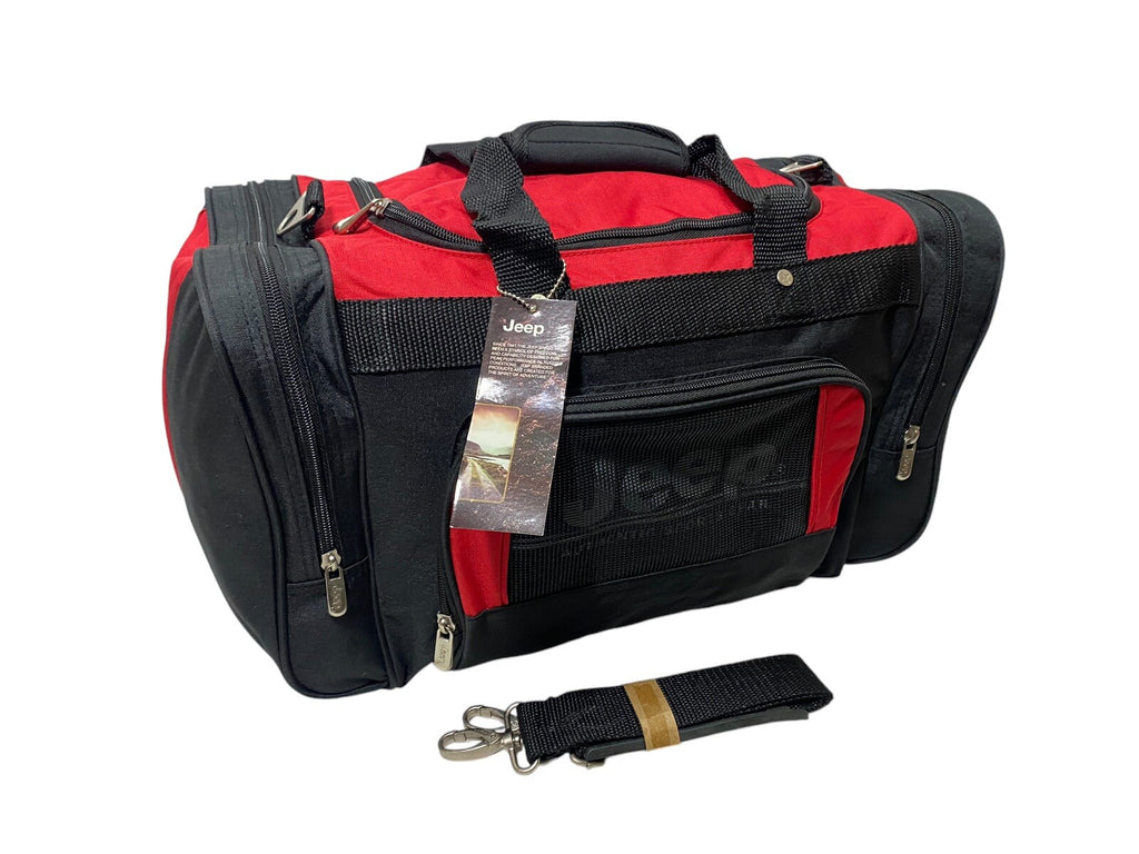 Jeep 24" Holdall Gym Sports Weekend Duffel Travel Bag Black/Red New