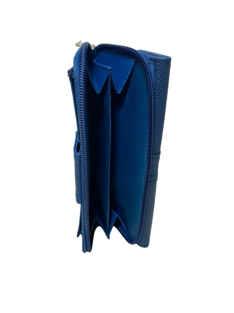 Fabretti Ladies Envelope Trifold Purse Clutch Coin Credit Card Wallet Blue New