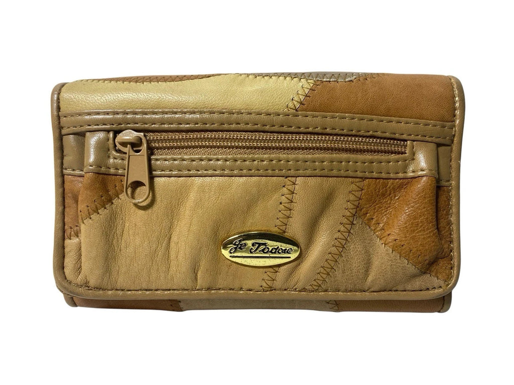 Je Tadore Patch Leather Bifold Purse Multiple Compartments and Slots New