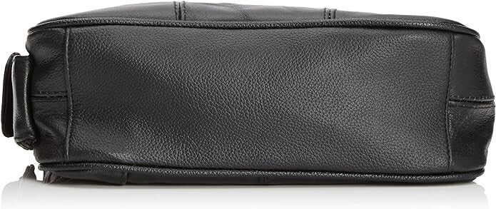 Lorenz Real Cow Hide Twin Top Leather Handbag Shoulder Bag Black