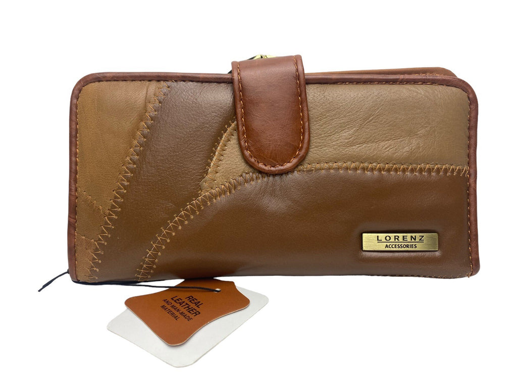 Lorenz Soft Leather Patchwork Ladies Purse Credit Cards Coin Slots Framed