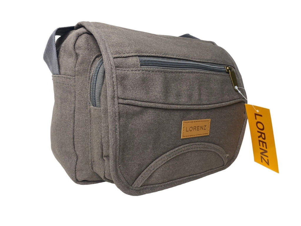 Lorenz Unisex Small Canvas Cross Body Travel Utility Bag Adjustable Strap