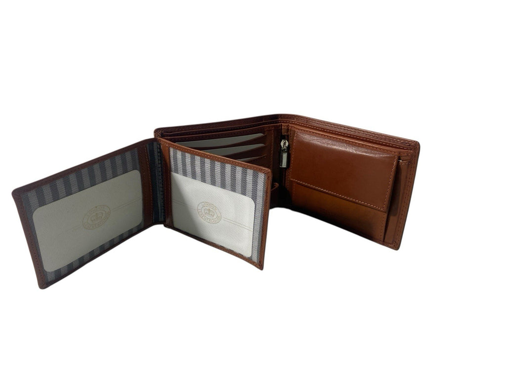 London Leather Goods Soft Leather Mens TriFold Wallet Coins Notes Credit Cards