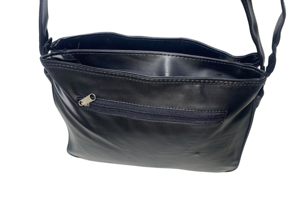 Ladies Womens Patchwork Leather Handbag Shoulder Cross Body Bag Multiple Zip New