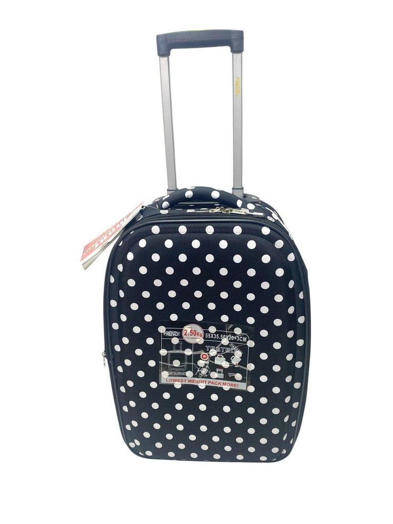 Frenzy Polka Dot 3 Piece Suitcase Set Wheeled Bag  21" 26" 29"  Black 2 Wheeled