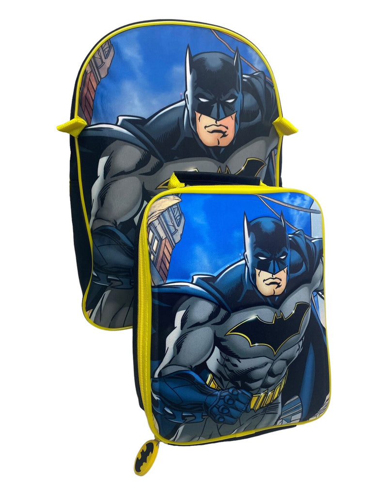 Batman Backpack With Lunch Bag For Kids Matching 2 Piece School Bag Set