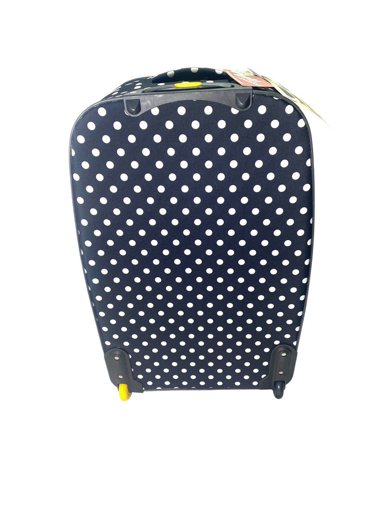 Frenzy Polka Dot 3 Piece Suitcase Set Wheeled Bag  21" 26" 29"  Black 2 Wheeled