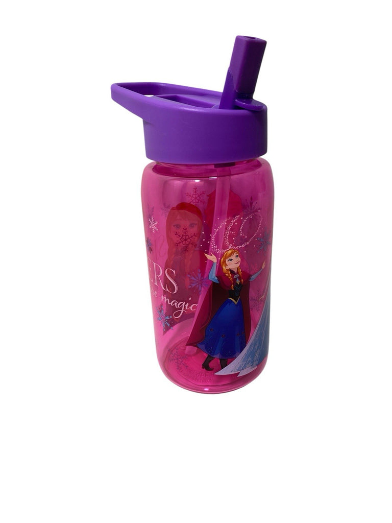 Disney Frozen Sisters  450ML Tritan Water Bottle Flip Up Straw Drinks Holder New