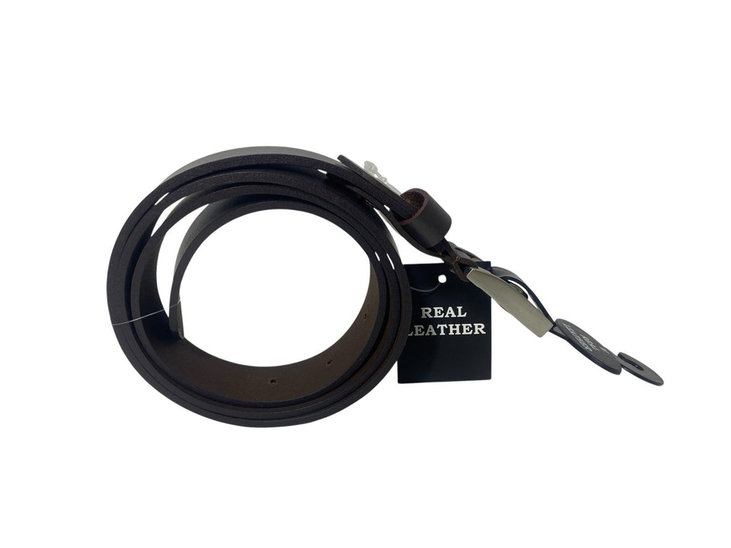 Mens 100% Full Grain Leather 1" (25mm) Wide Belt Brown Medium 32-35"