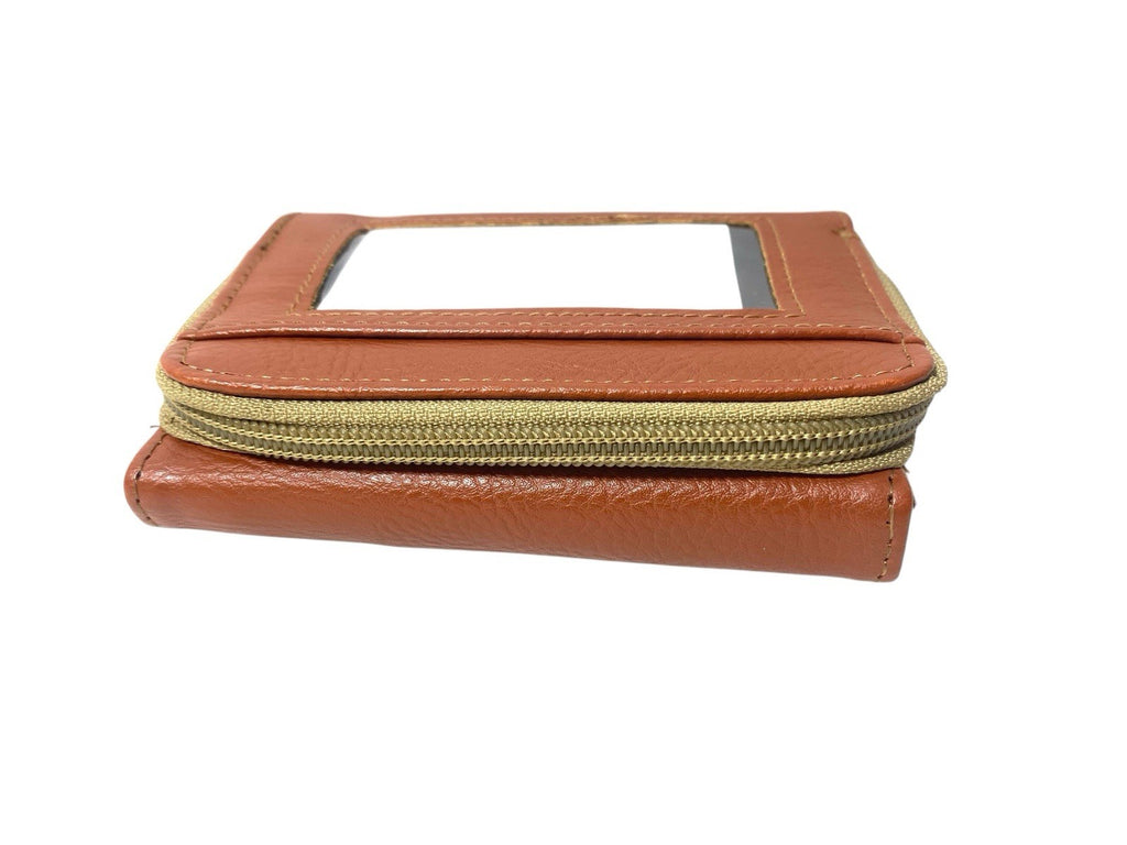 Ladies Trifold Faux Leather Zip Around Coin Notes Credit Card Purse New