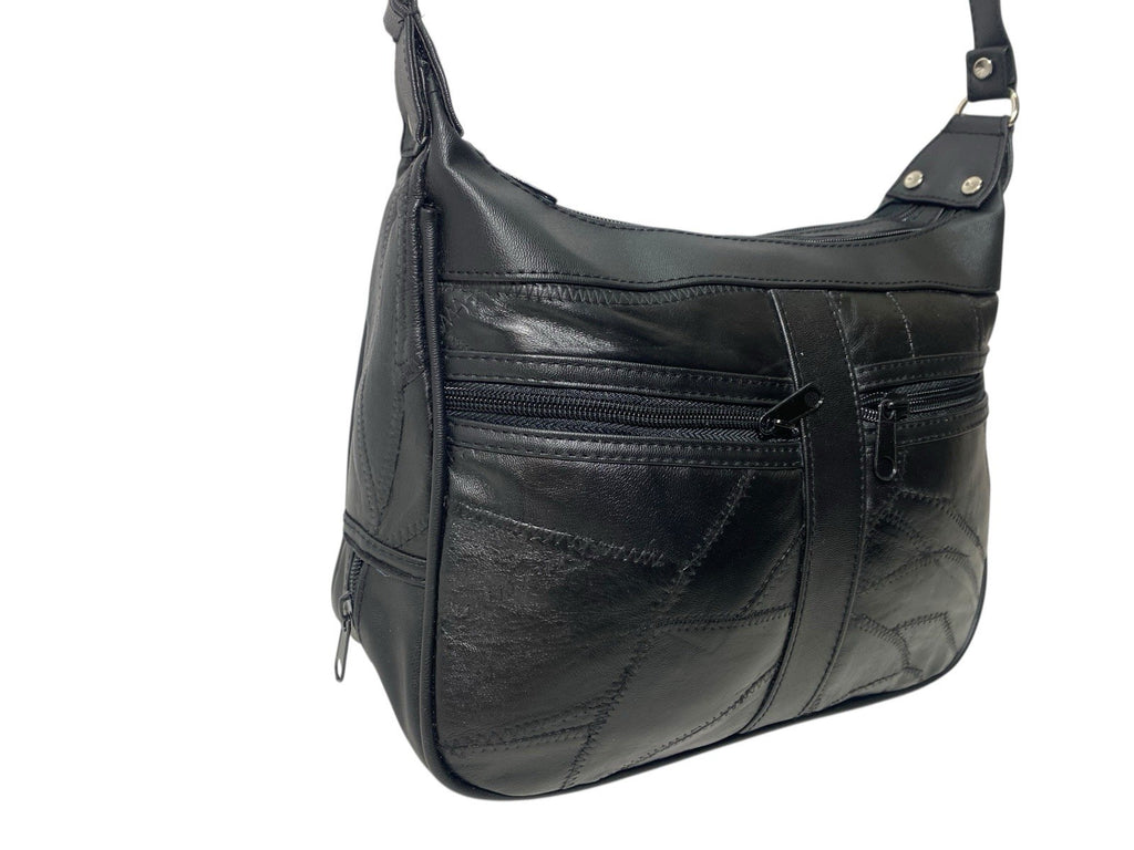 Lorenz Patchwork Leather Twin Top Leather Handbag Shoulder Cross Body Bag New