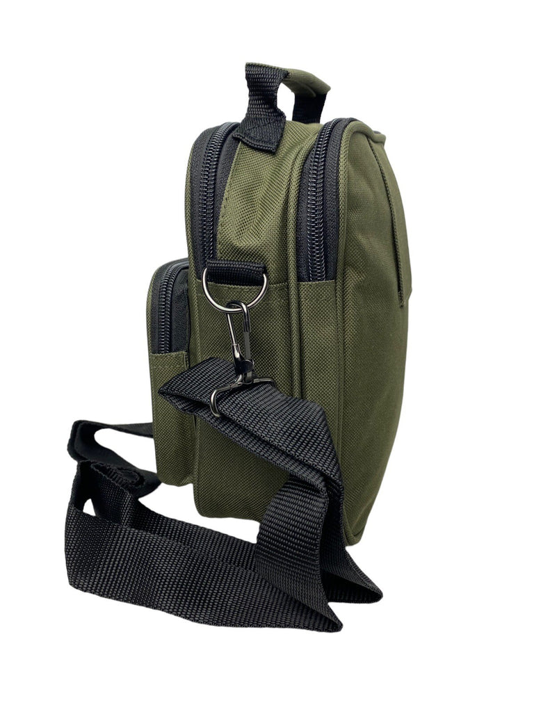 Lorenz Unisex Canvas Travel Bag Multiple Zipped Pockets & Adjustable Strap Green