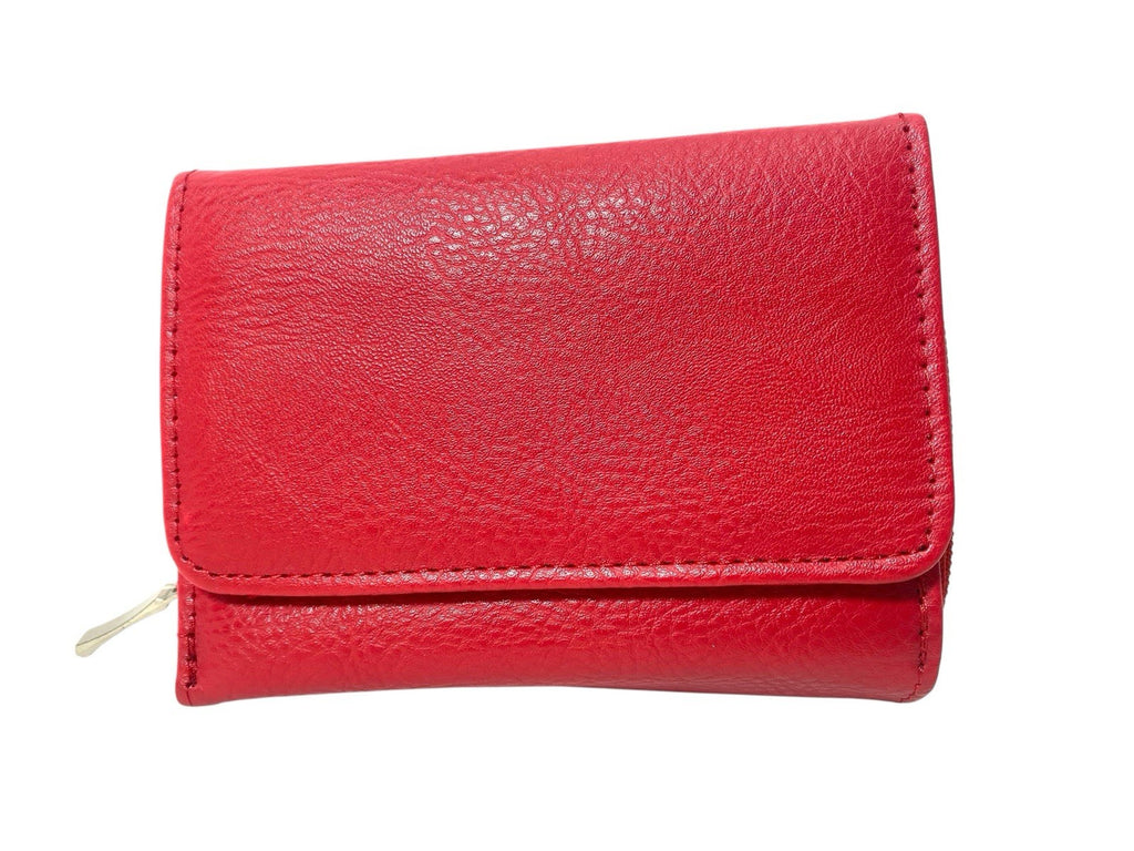 Ladies Trifold Faux Leather Zip Around Coin Notes Credit Card Purse New