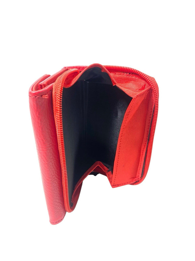 Ladies Trifold Faux Leather Zip Around Coin Notes Credit Card Purse New