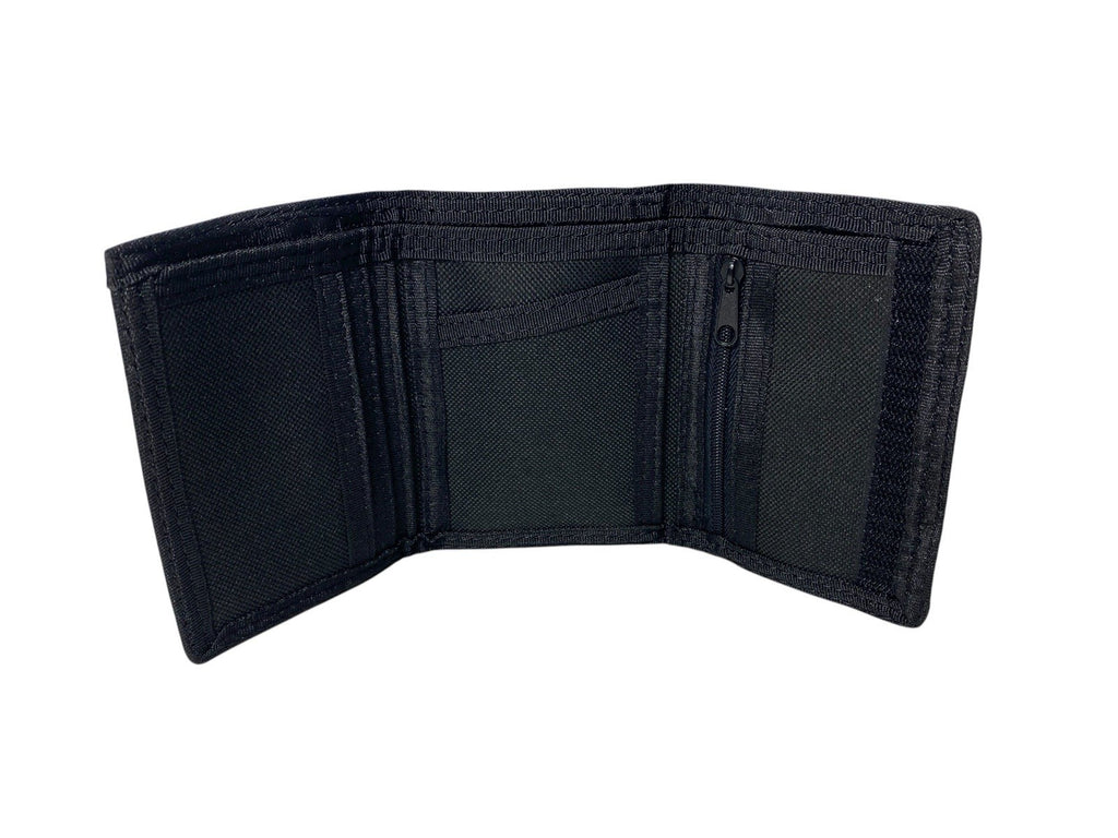 Fabretti Unisex Trifold Strong Canvas Notes Coins Card Wallet Purse Black