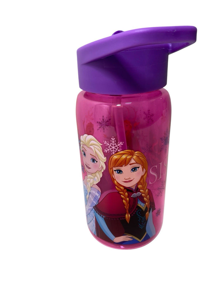 Disney Frozen Sisters  450ML Tritan Water Bottle Flip Up Straw Drinks Holder New