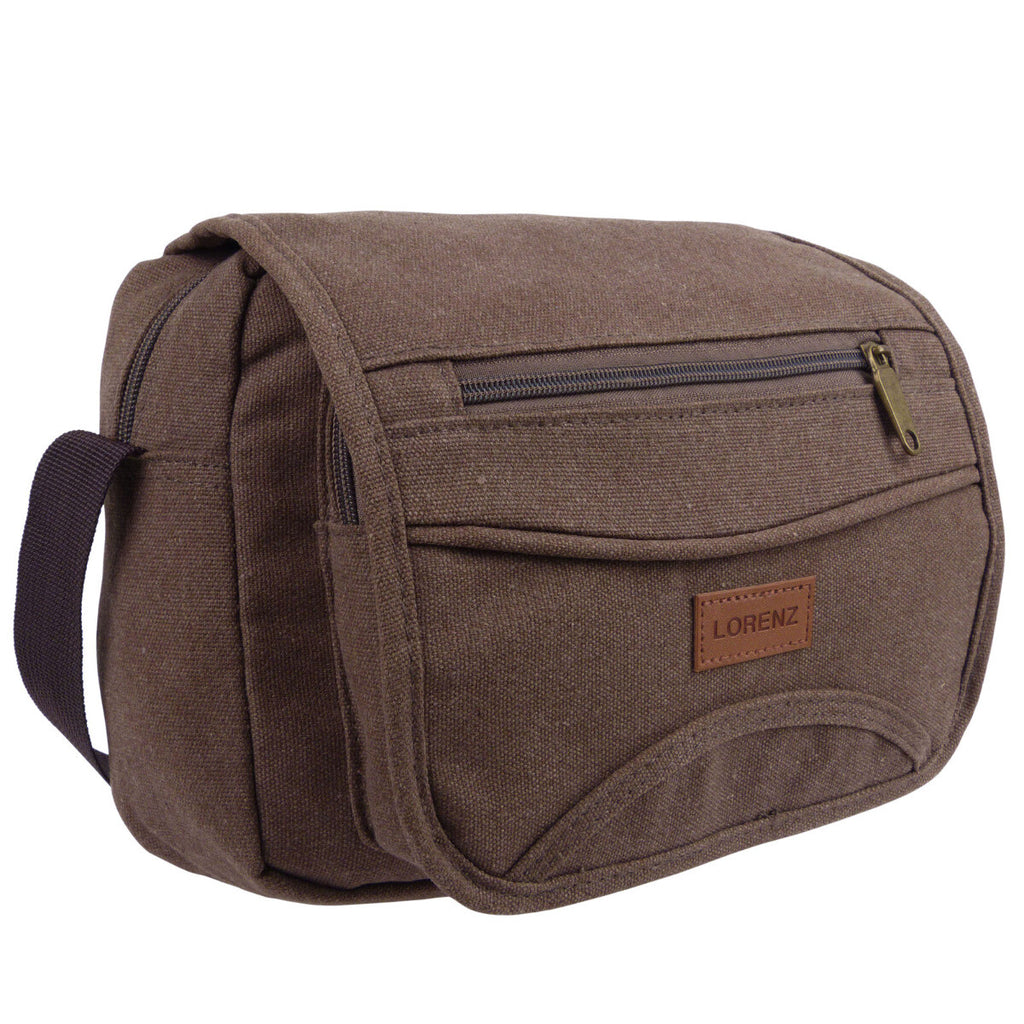 Lorenz Unisex Small Canvas Cross Body Travel Utility Bag Adjustable Strap