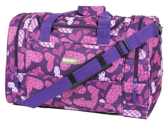 Hi Tec Ladies 18" Hearts Holdall Gym PE Weekend Duffle Overnight Travel Bag New