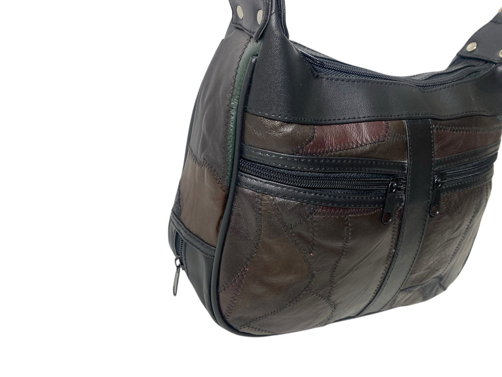 Lorenz Patchwork Leather Twin Top Leather Handbag Shoulder Cross Body Bag New