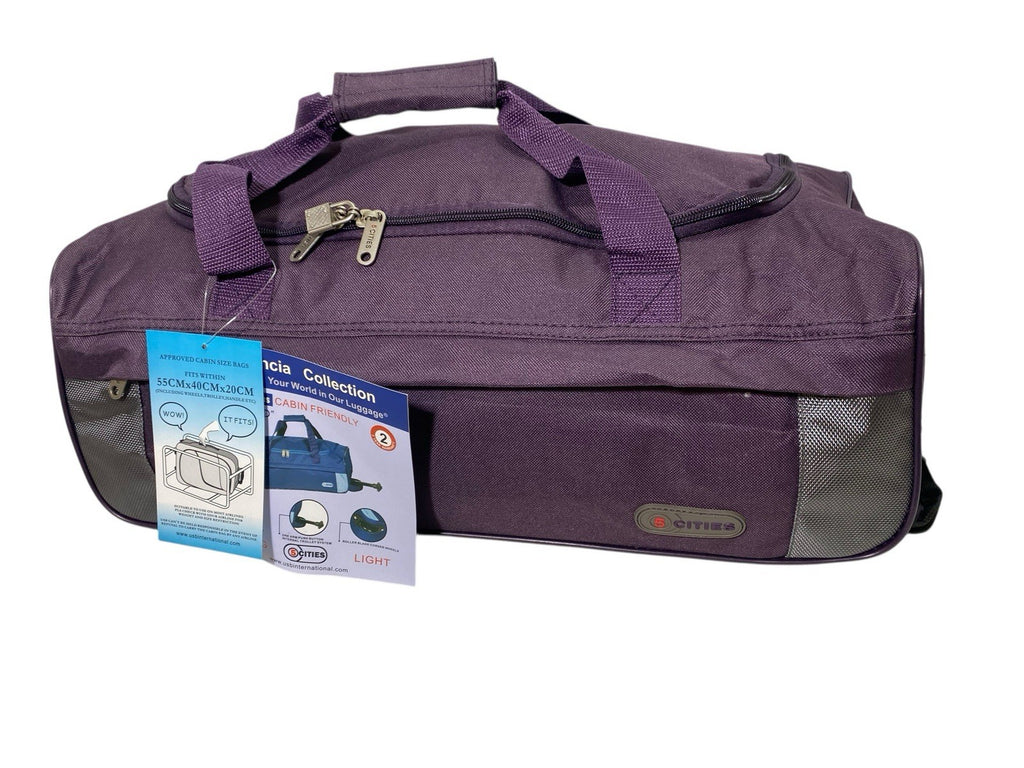 5 Cities 21" Carry On Lightweight Travel Wheeled Cabin Trolley Weekend Bag 29L