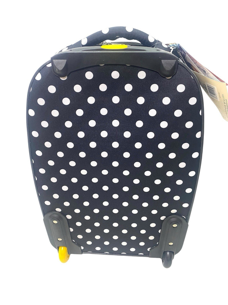 Frenzy Polka Dot 3 Piece Suitcase Set Wheeled Bag  21" 26" 29"  Black 2 Wheeled