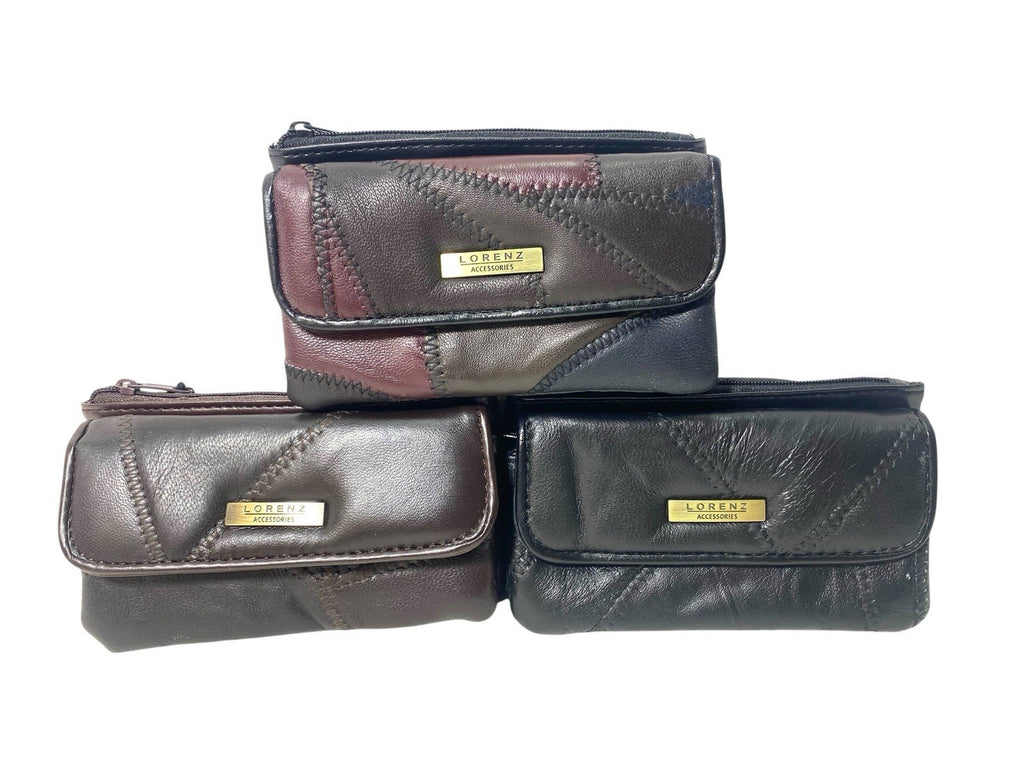 Lorenz Ladies Patchwork Leather Purse Super Soft with Zipped Coin Compartment