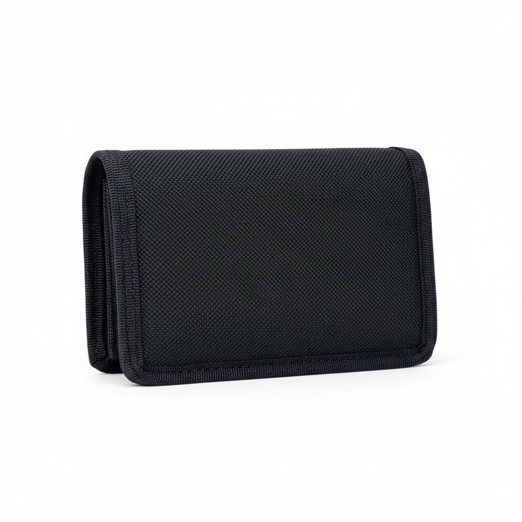 Fabretti Unisex Trifold Strong Canvas Notes Coins Card Wallet Purse Black