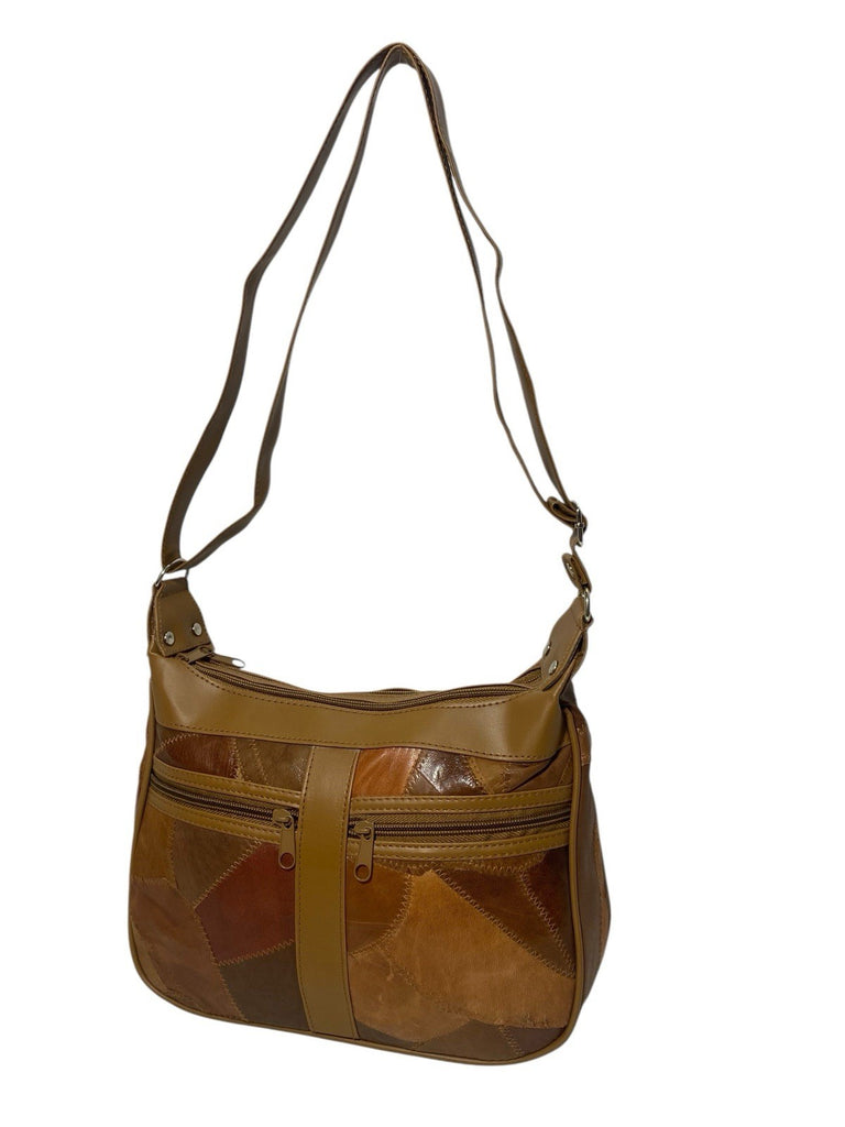 Lorenz Patchwork Leather Twin Top Leather Handbag Shoulder Cross Body Bag New