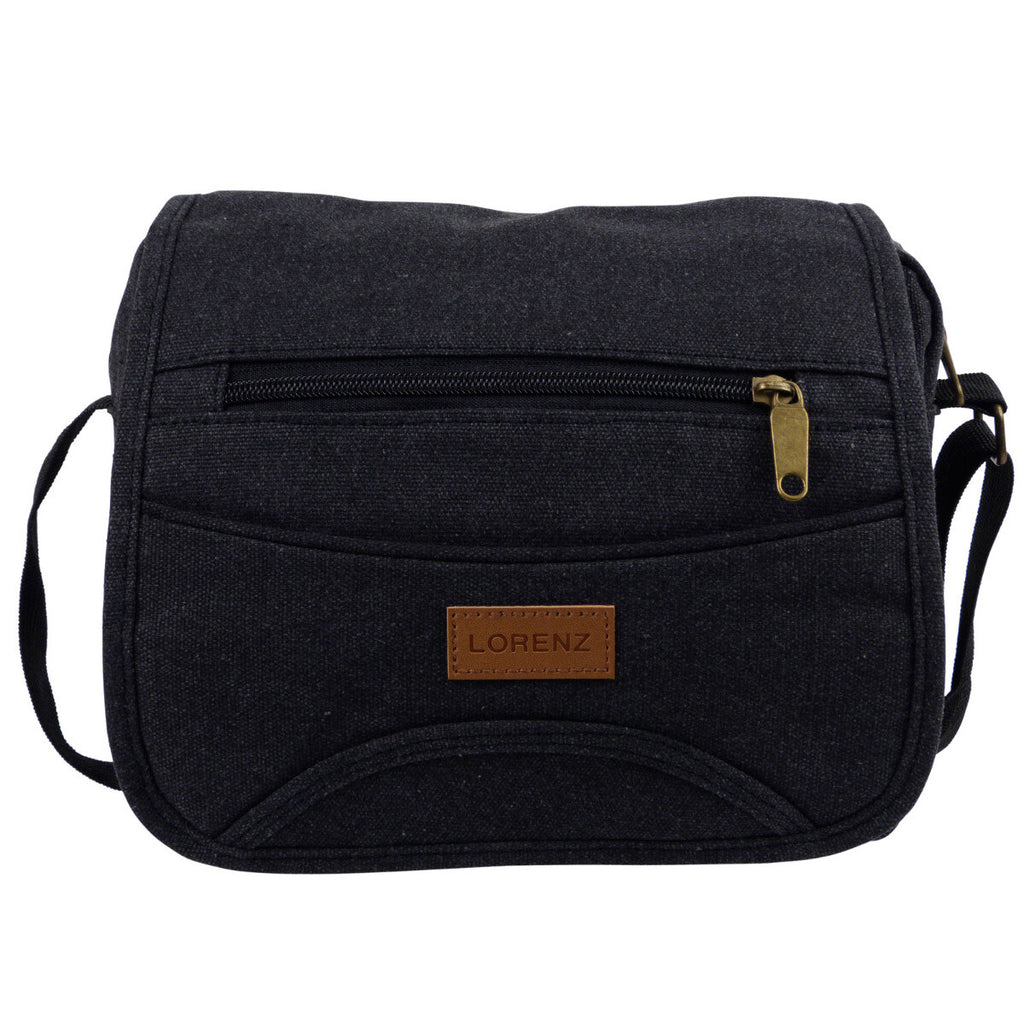 Lorenz Unisex Small Canvas Cross Body Travel Utility Bag Adjustable Strap