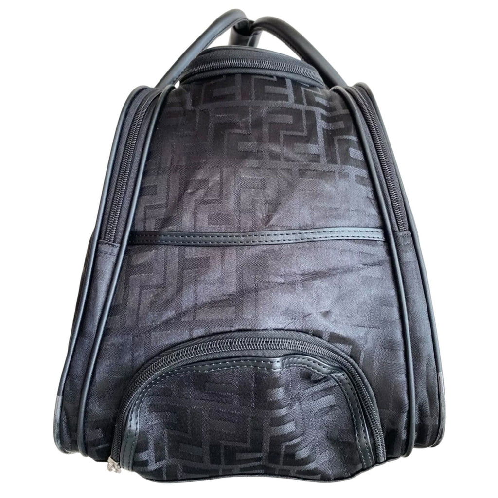 Unisex Black Frenzy Design Travel Holdall Wheeled Bag Fashion Hand Luggage New