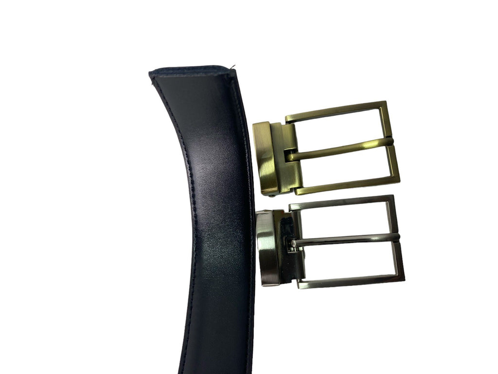 Ollys Mens Real Leather Reversible Belt With 2 Buckles Fits 28"- 42" Gift Box