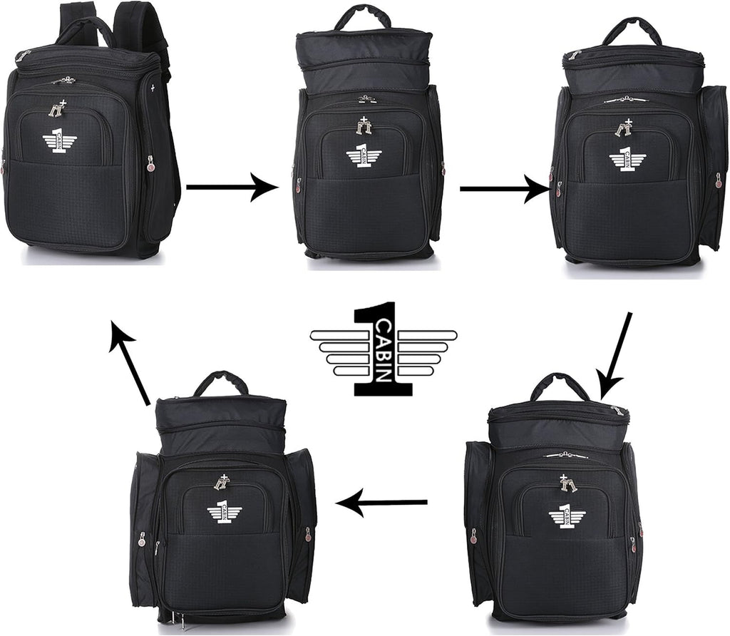 Cabin 1 Expandable Carry On Hand Luggage Backpack Bag 57L  Fits All Airlines New